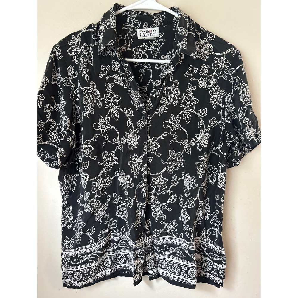 Y2k Style & Co Collection Silk Floral Top Size 10 Whimsigoth‎ Retro Grunge